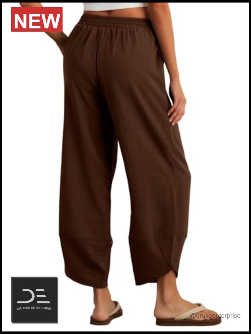 Wide Leg Palazzo Harem Pants Elastic Waisted Casual Trousers for Summer Beach - Picture 5 of 6